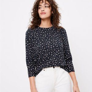Loft Floral Puff Shoulder Top